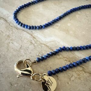 Jane Win Double Wrap Diamond Cut Lapis Beaded Necklace